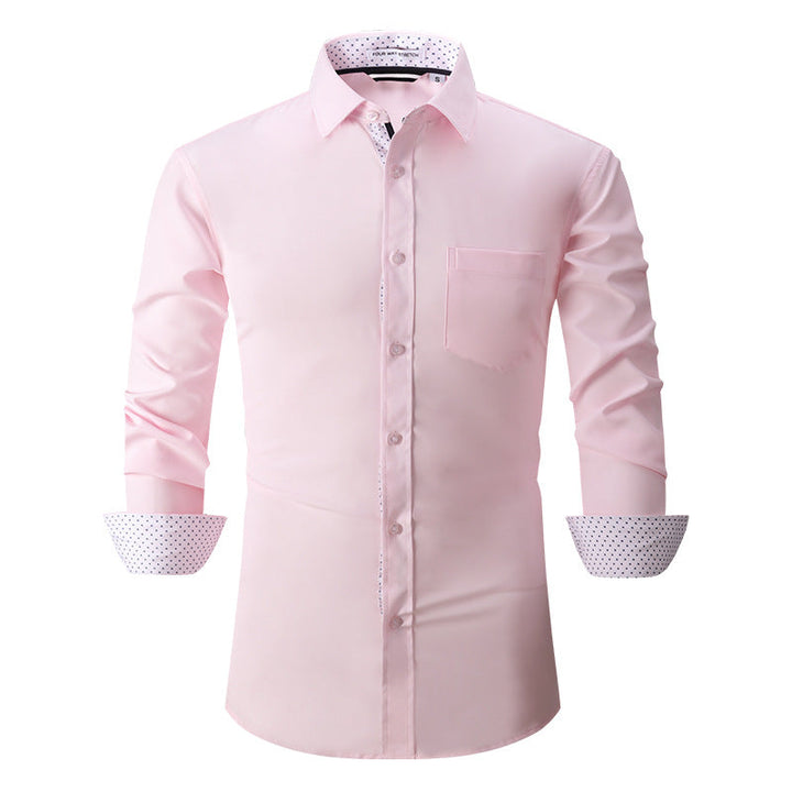 Chemise classique à manches longues de couleur unie pour hommes