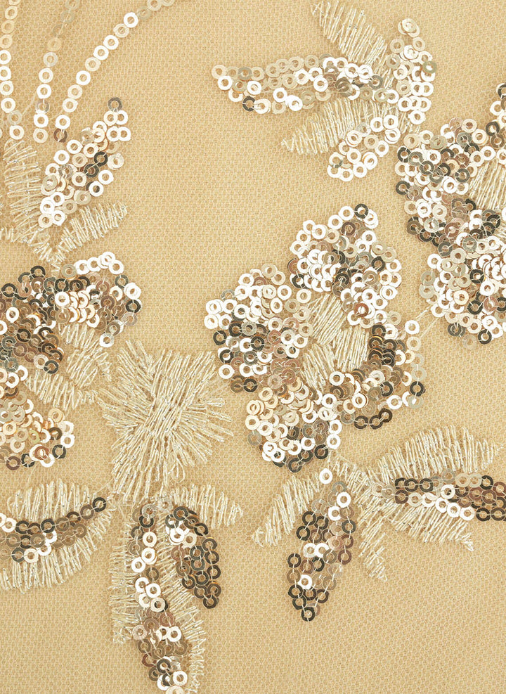 Robe Mère de la Mariée, Forme A-Ligne/Princesse, Col Rond, Dentelle, Paillettes, Manches 3/4, Longueur au Sol