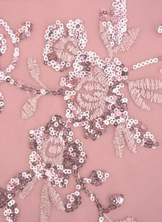 Robe Mère de la Mariée, Forme A-Ligne/Princesse, Col Rond, Dentelle, Paillettes, Manches 3/4, Longueur au Sol