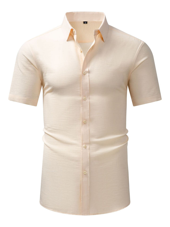 Chemise homme décontractée, manches courtes, uni, coton