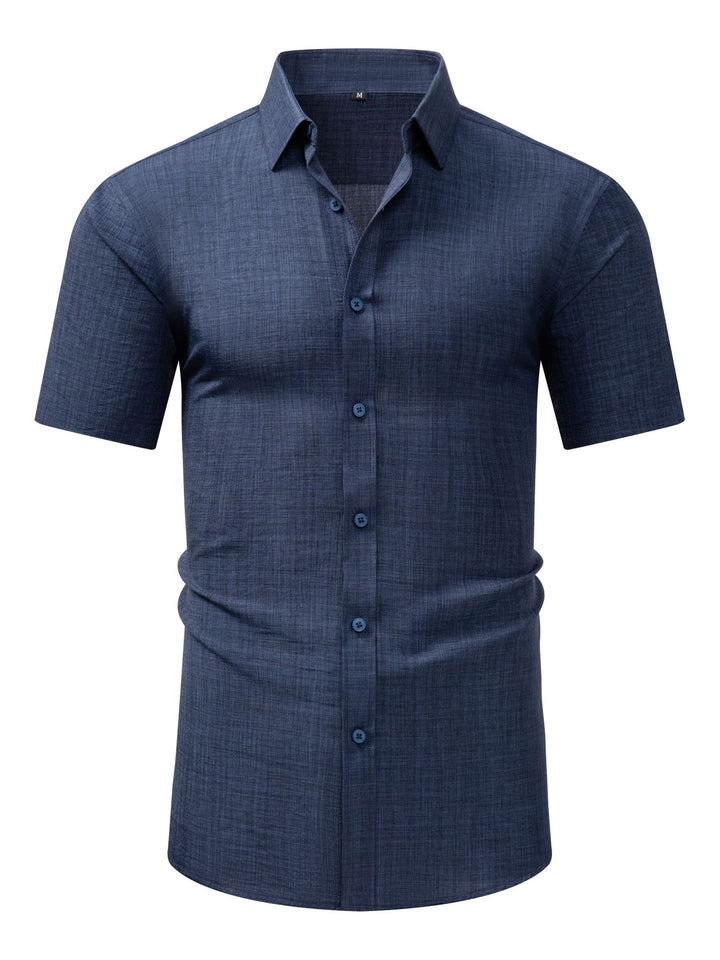 Chemise homme décontractée, manches courtes, uni, coton