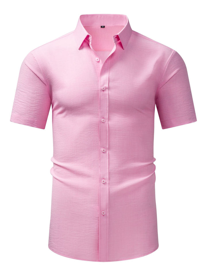 Chemise homme décontractée, manches courtes, uni, coton