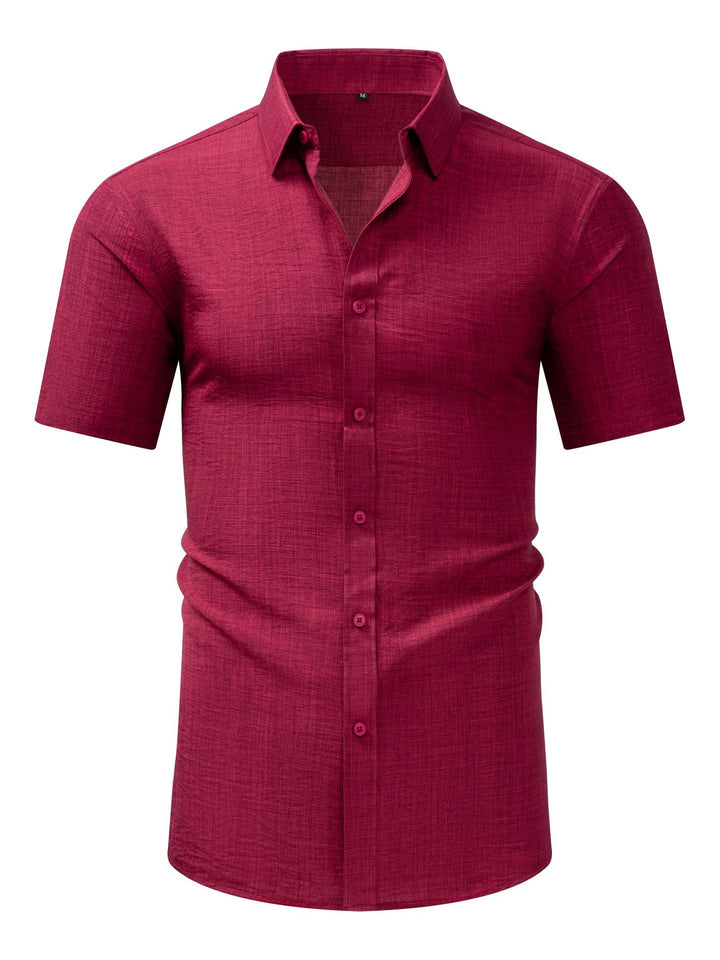 Chemise homme décontractée, manches courtes, uni, coton