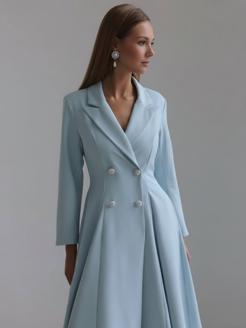 Ligne A/Princesse Robe élégante Col en V Longueur de Thé Manches Longues