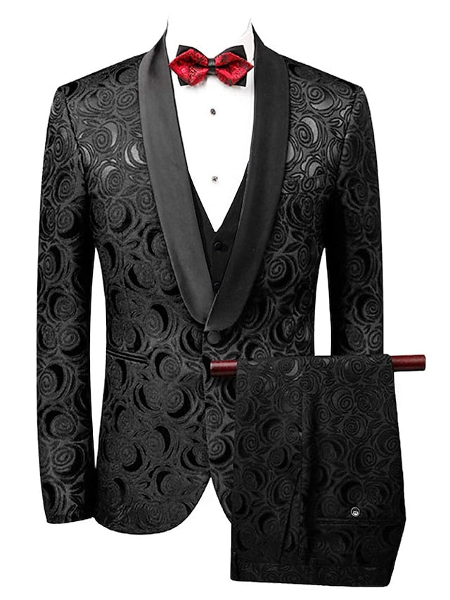 Costumes de mariage 3 pièces pour hommes, coupe ajustée, simple boutonnage, un bouton