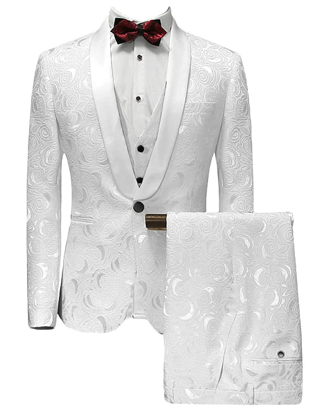 Costumes de mariage 3 pièces pour hommes, coupe ajustée, simple boutonnage, un bouton