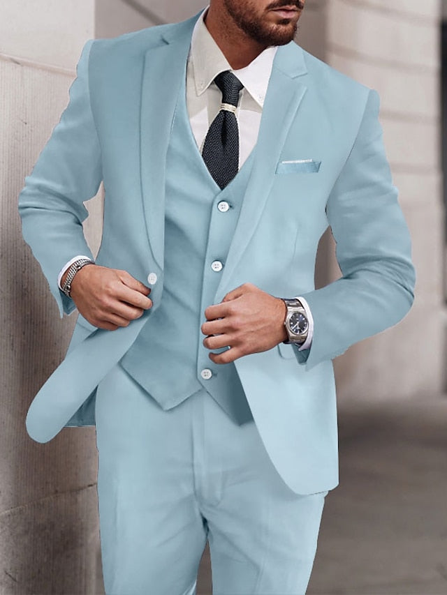 Costumes de Mariage 3 Pièces à Boutonnage Simple pour Hommes, Coupe Standard