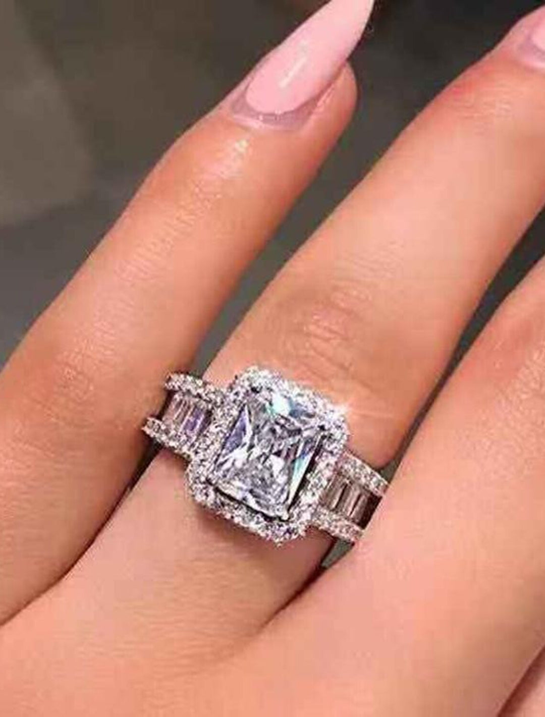 Superbe bague élégante en Zircon, bijoux de mariage en argent chromé