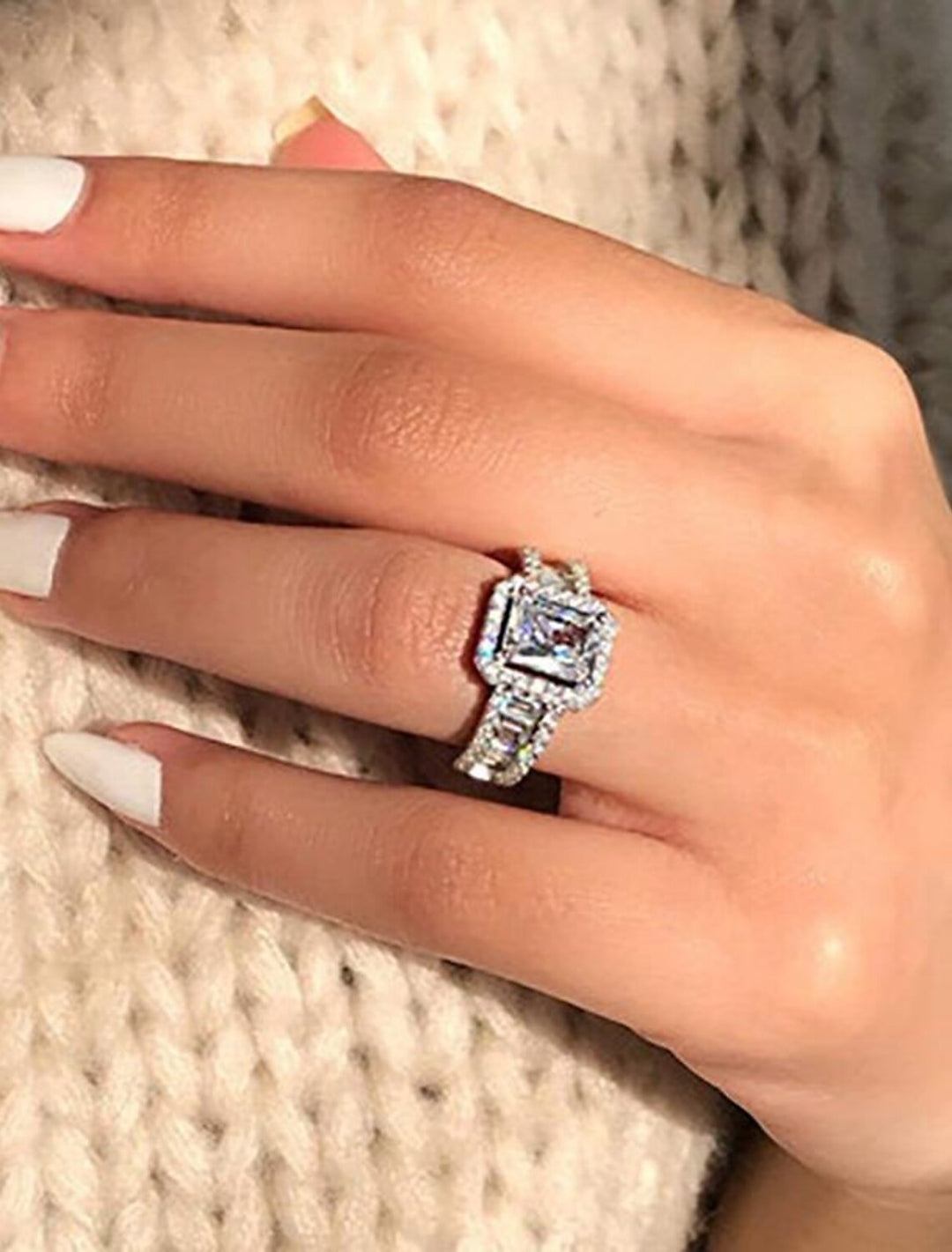 Superbe bague élégante en Zircon, bijoux de mariage en argent chromé